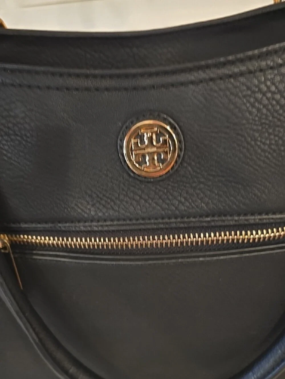 Tory Burch Black Pebble Leather Tote